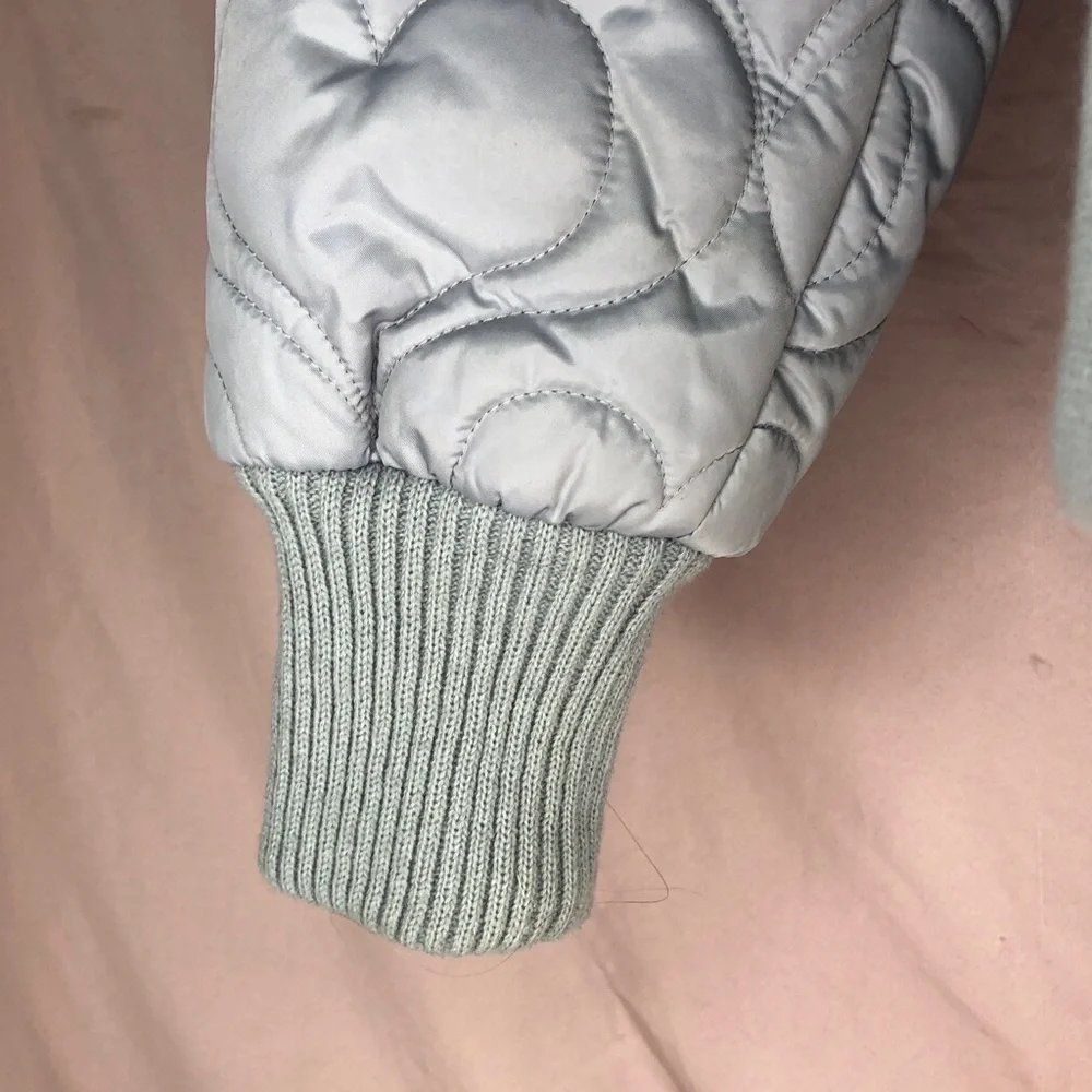 Light Grey Quilted Heart Bomber Jacket Size Medium